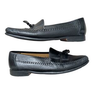 MEZLAN Men’s Black Moccasin Toe Leather Tasseled Teano Loafers Shoes-Size 10M